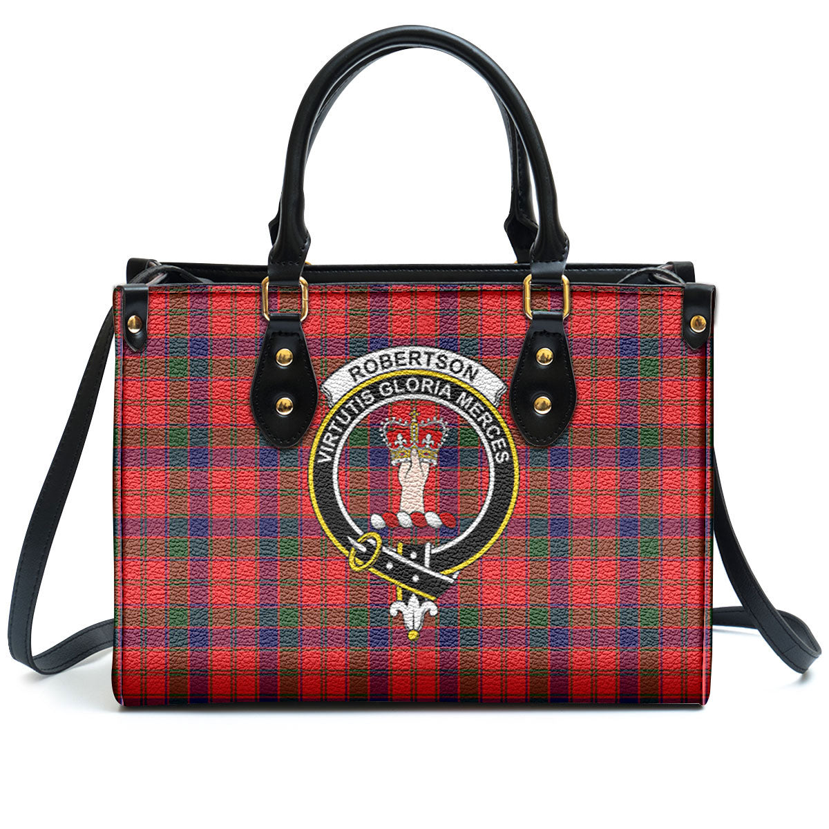 Robertson Modern Tartan Crest Leather Handbag