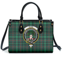 Ross Hunting Modern Tartan Crest Leather Handbag