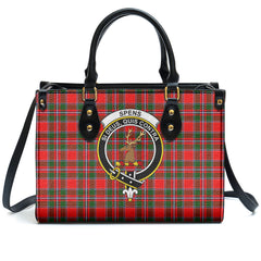 Spens (or Spence) Tartan Crest Leather Handbag