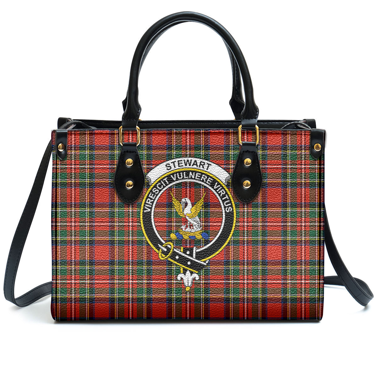 Stewart Royal Modern Tartan Crest Leather Handbag