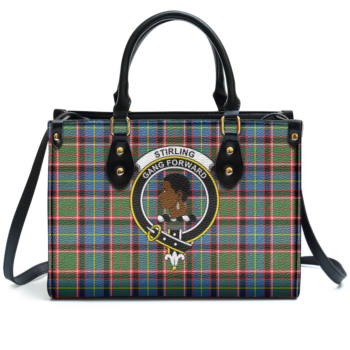 Stirling (of Keir) Tartan Crest Leather Handbag