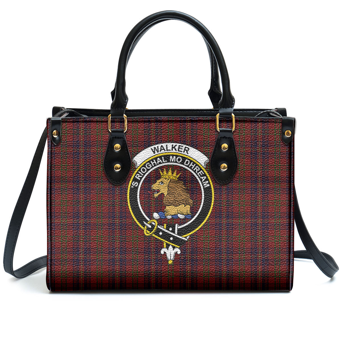 Walker Tartan Crest Leather Handbag