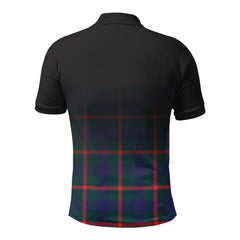 Agnew Modern Tartan Crest Polo Shirt - Thistle Black Style