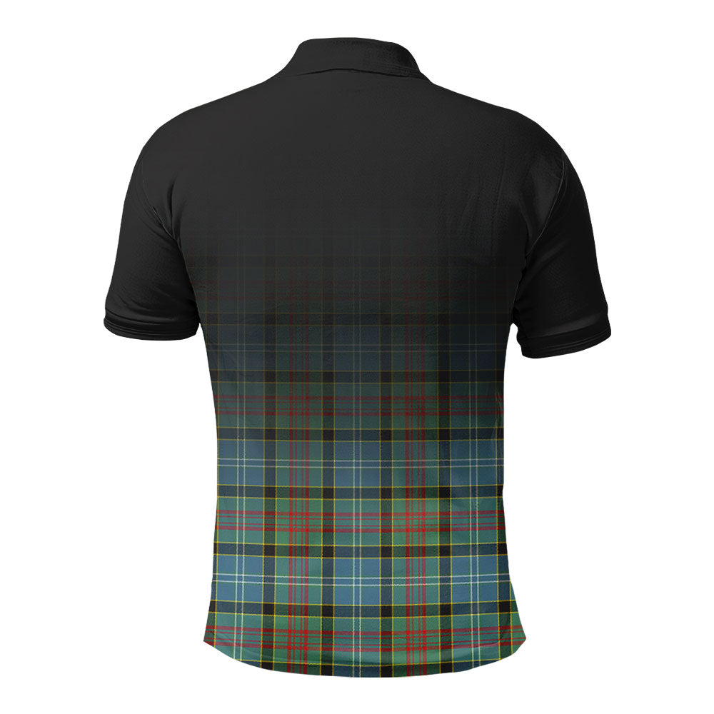 Brisbane Tartan Crest Polo Shirt - Thistle Black Style
