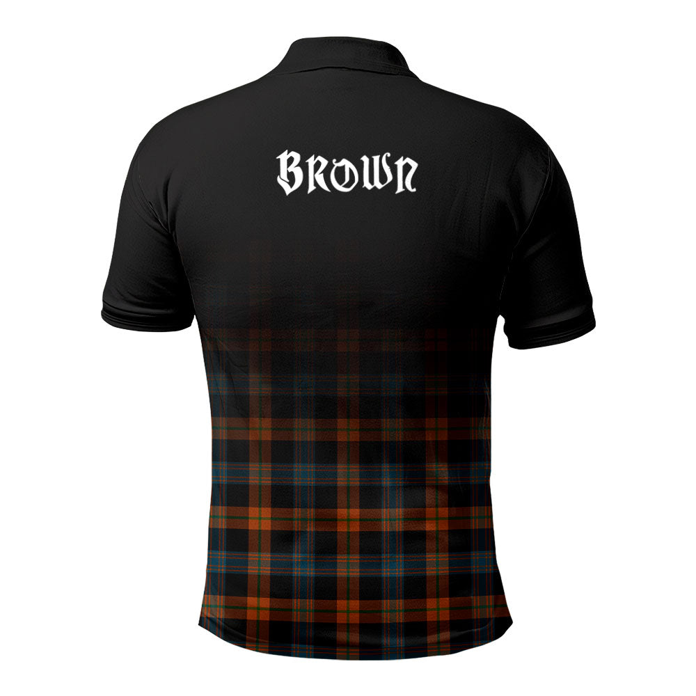 Brown Ancient Tartan Crest Personalized Polo Shirt - Thistle Black Style