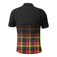 Buchanan Modern Tartan Crest Polo Shirt - Thistle Black Style