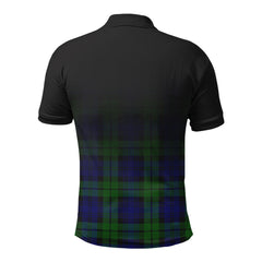 Campbell Modern Tartan Crest Polo Shirt - Thistle Black Style