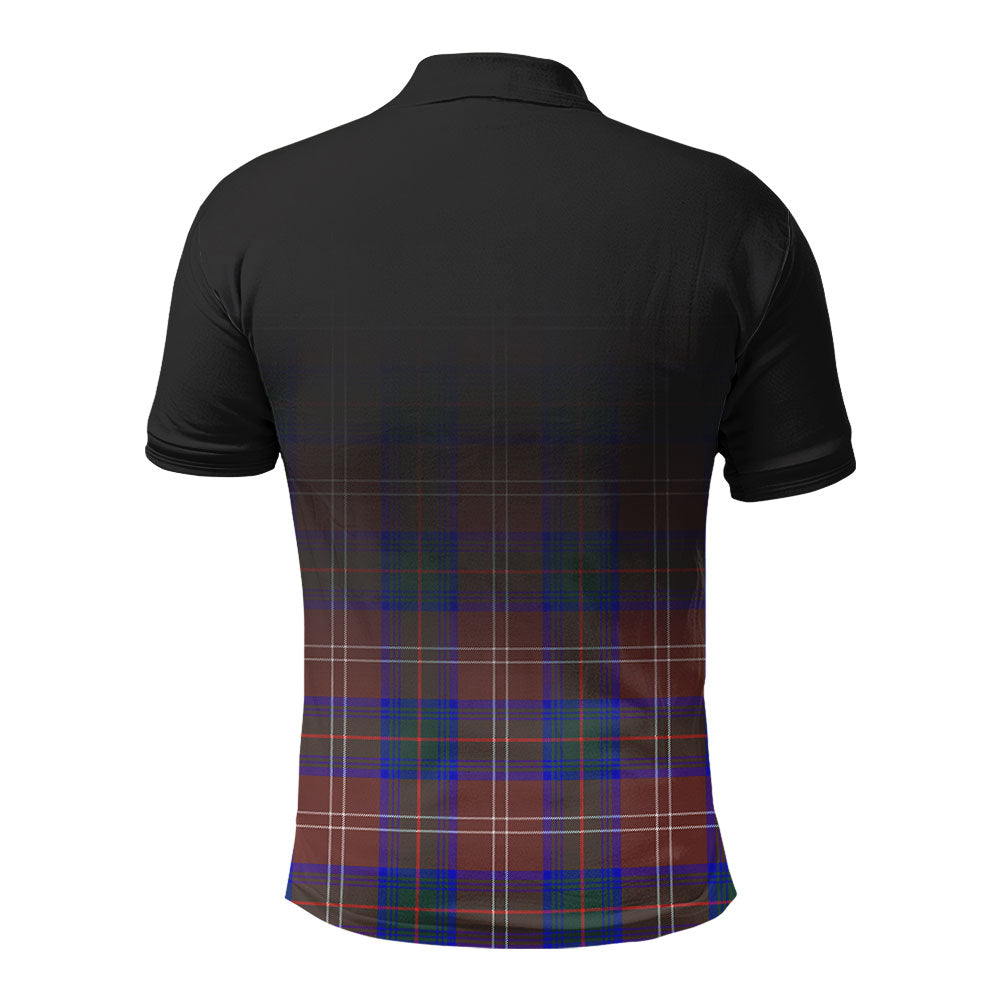 Chisholm Hunting Modern Tartan Crest Polo Shirt - Thistle Black Style