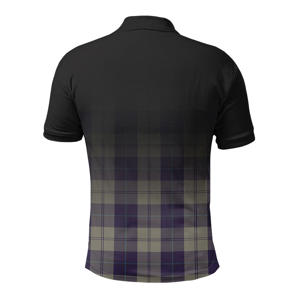 Cunningham Dress Blue Dancers Tartan Crest Polo Shirt - Thistle Black Style