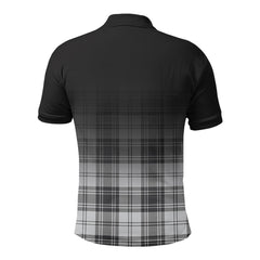 Douglas Grey Modern Tartan Crest Polo Shirt - Thistle Black Style