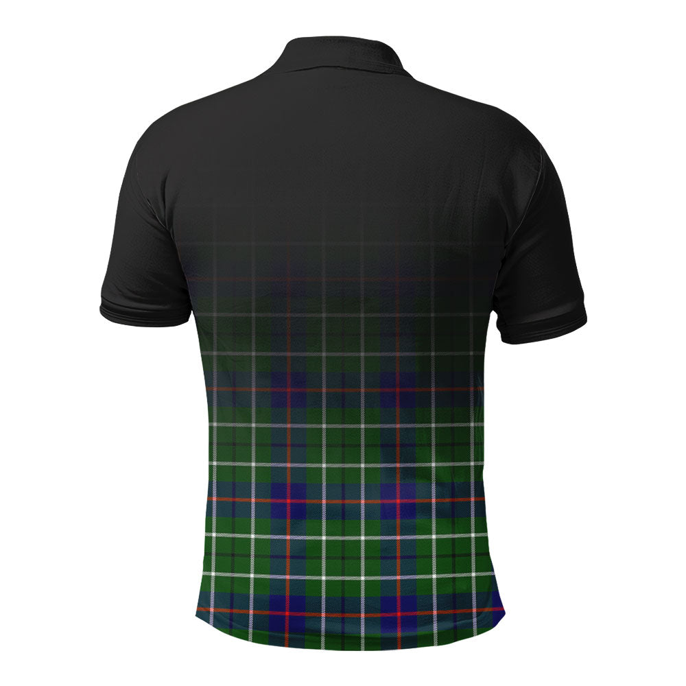 Duncan Modern Tartan Crest Polo Shirt - Thistle Black Style