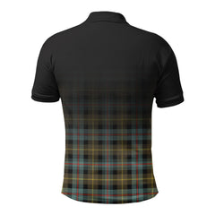 Farquharson Weathered Tartan Crest Polo Shirt - Thistle Black Style