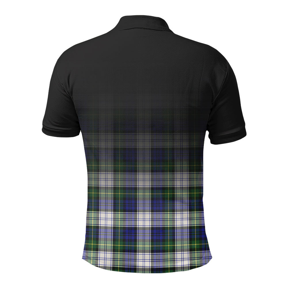 Gordon Dress Modern Tartan Crest Polo Shirt - Thistle Black Style