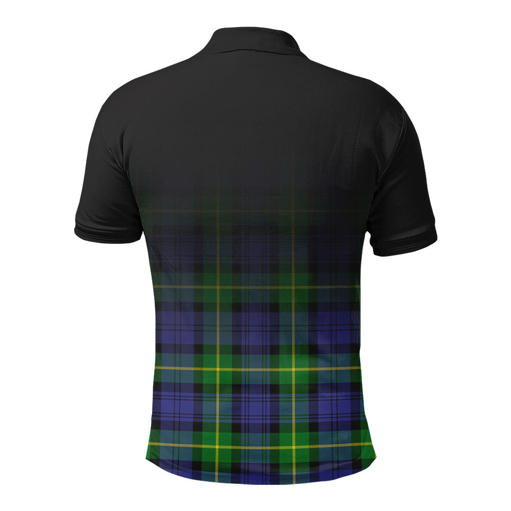 Gordon Modern Tartan Crest Polo Shirt - Thistle Black Style