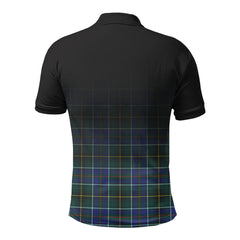 MacInnes Modern Tartan Crest Polo Shirt - Thistle Black Style