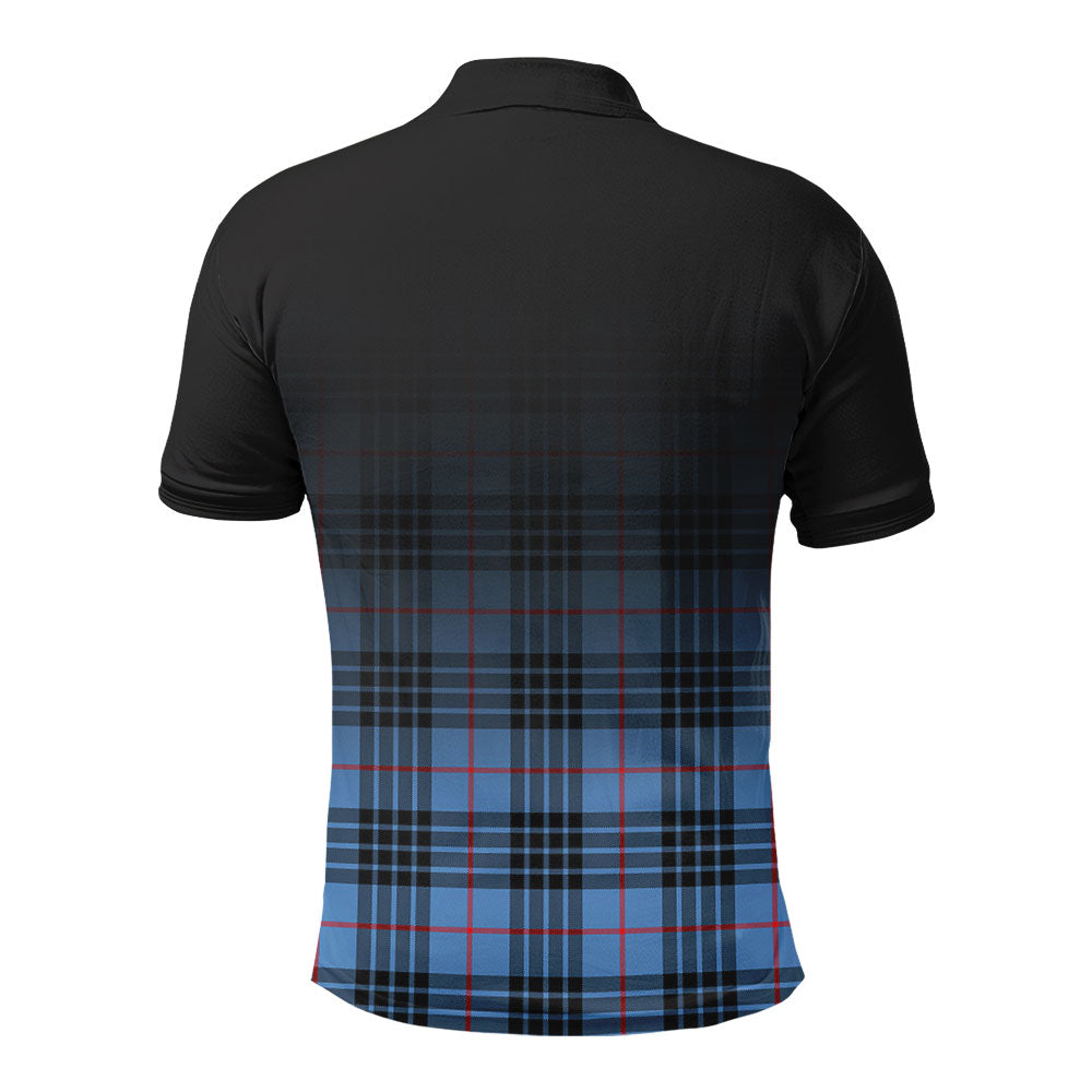 MacKay Blue Tartan Crest Polo Shirt - Thistle Black Style