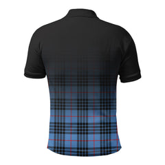 MacKay Blue Tartan Crest Polo Shirt - Thistle Black Style