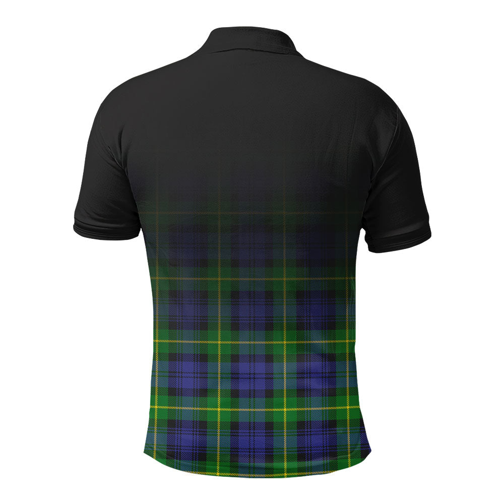 Meldrum Tartan Crest Polo Shirt - Thistle Black Style