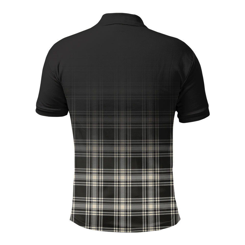 Menzies Black - White Ancient Tartan Crest Polo Shirt - Thistle Black Style