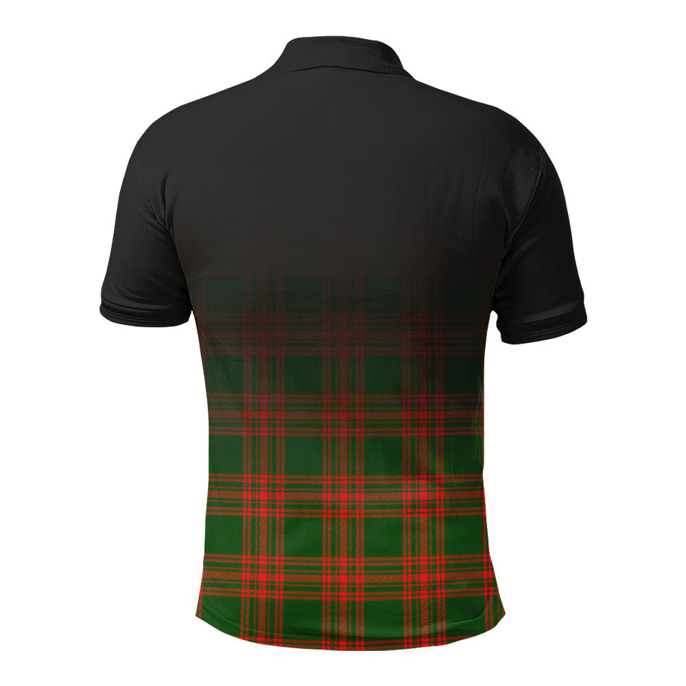 Menzies Green Modern Tartan Crest Polo Shirt - Thistle Black Style