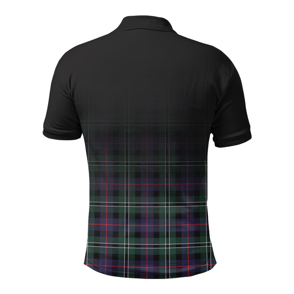 Rose Hunting Modern Tartan Crest Polo Shirt - Thistle Black Style