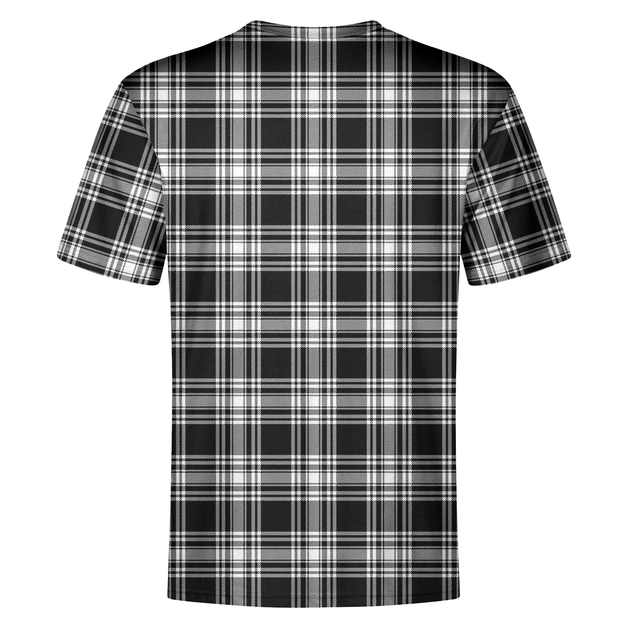 Menzies Black - White Modern Tartan Crest T-shirt