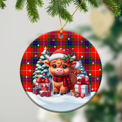 Abernathy Tartan Christmas Ceramic Ornament - Highland Cow Winter Style