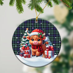 Allardice Tartan Christmas Ceramic Ornament - Highland Cow Winter Style