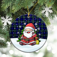 Arbuthnot Modern Tartan Christmas Ceramic Ornament - Scottish Santa Style