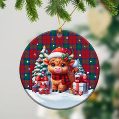 Auchinleck Tartan Christmas Ceramic Ornament - Highland Cow Winter Style