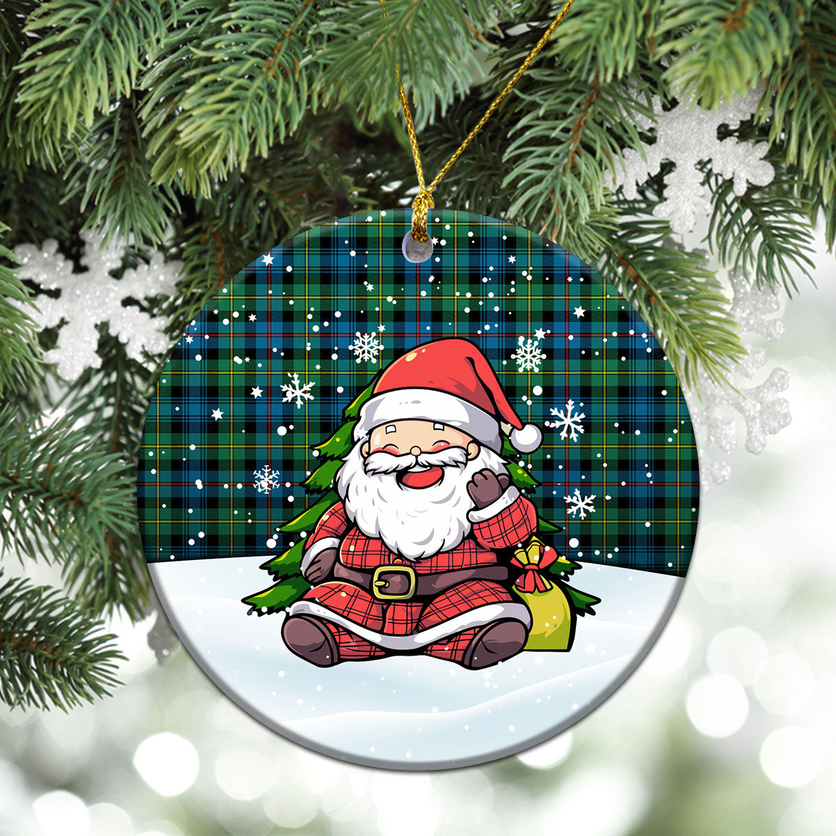 Baillie Ancient Tartan Christmas Ceramic Ornament - Scottish Santa Style