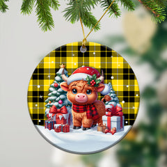 Barclay Dress Modern Tartan Christmas Ceramic Ornament - Highland Cow Winter Style