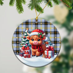 Bell of the Borders Tartan Christmas Ceramic Ornament - Highland Cow Winter Style