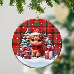 Binning (of Wallifoord) Tartan Christmas Ceramic Ornament - Highland Cow Winter Style