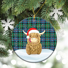 Blair Ancient 01 Tartan Christmas Ceramic Ornament - Highland Cows Style