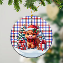 Boswell Modern Tartan Christmas Ceramic Ornament - Highland Cow Winter Style