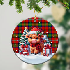 Boyd Modern Tartan Christmas Ceramic Ornament - Highland Cow Winter Style