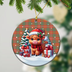 Bruce Ancient Tartan Christmas Ceramic Ornament - Highland Cow Winter Style