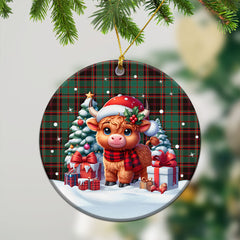 Buchan Ancient Tartan Christmas Ceramic Ornament - Highland Cow Winter Style