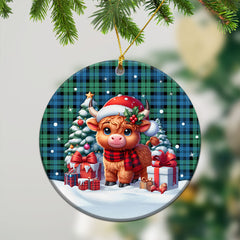 Campbell Ancient 01 Tartan Christmas Ceramic Ornament - Highland Cow Winter Style