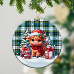 Campbell Dress Tartan Christmas Ceramic Ornament - Highland Cow Winter Style