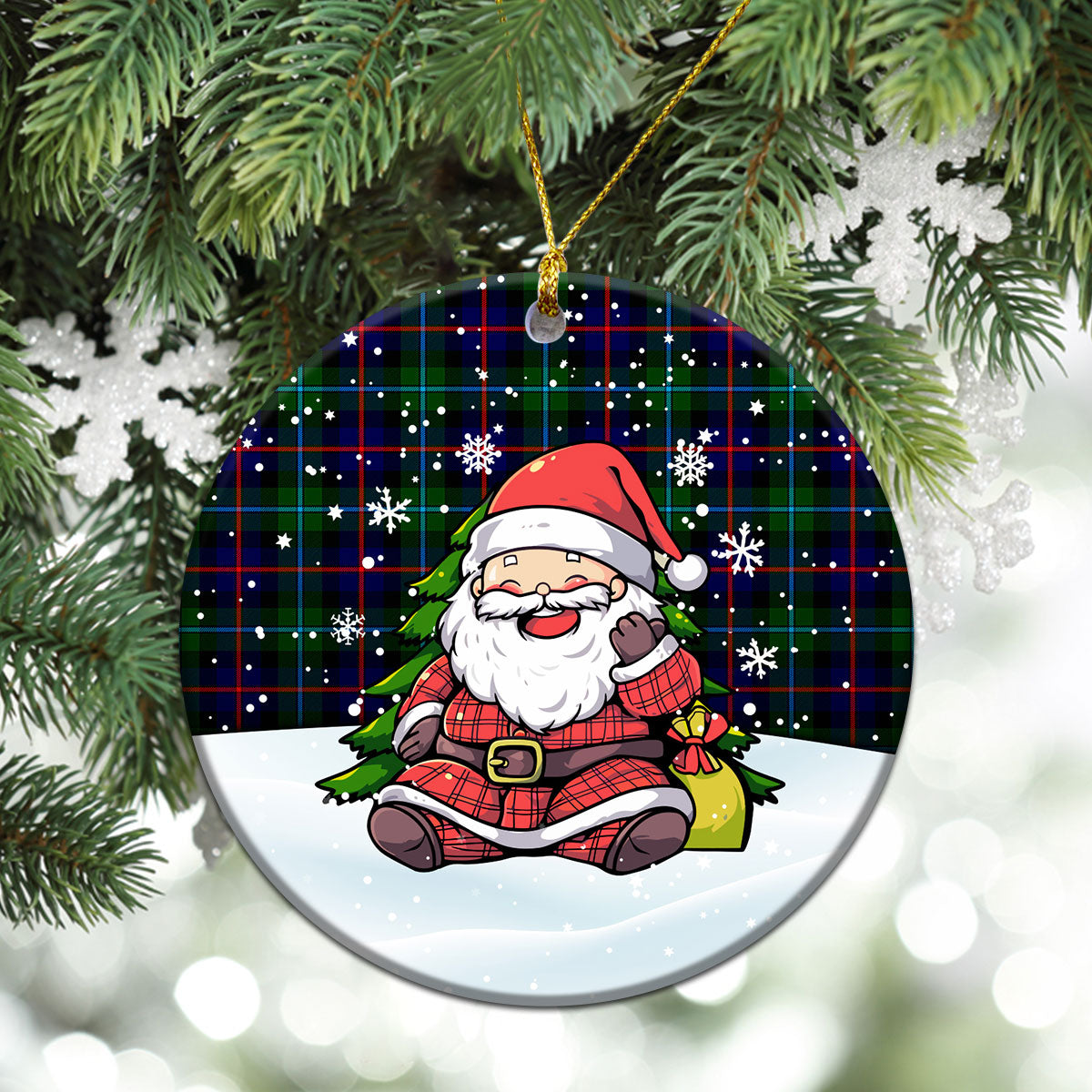 Campbell of Cawdor Modern Tartan Christmas Ceramic Ornament - Scottish Santa Style