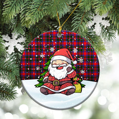 Carrick District Tartan Christmas Ceramic Ornament - Scottish Santa Style