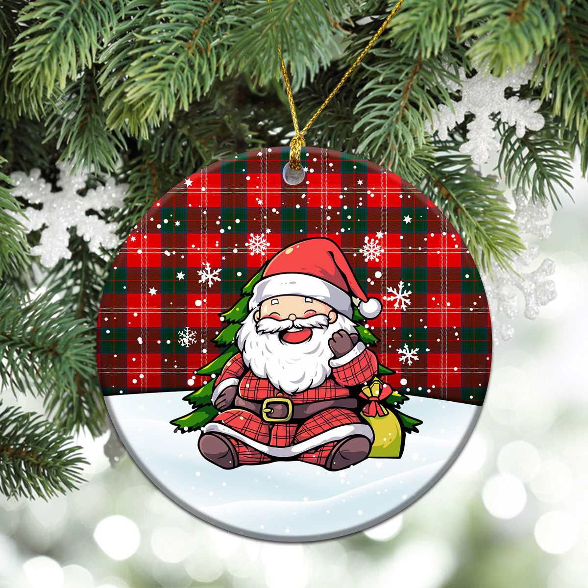 Chisholm Modern Tartan Christmas Ceramic Ornament - Scottish Santa Style