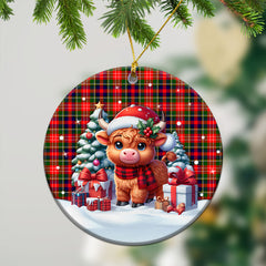 Christie Tartan Christmas Ceramic Ornament - Highland Cow Winter Style