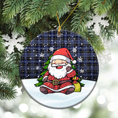 Clark Modern Tartan Christmas Ceramic Ornament - Scottish Santa Style