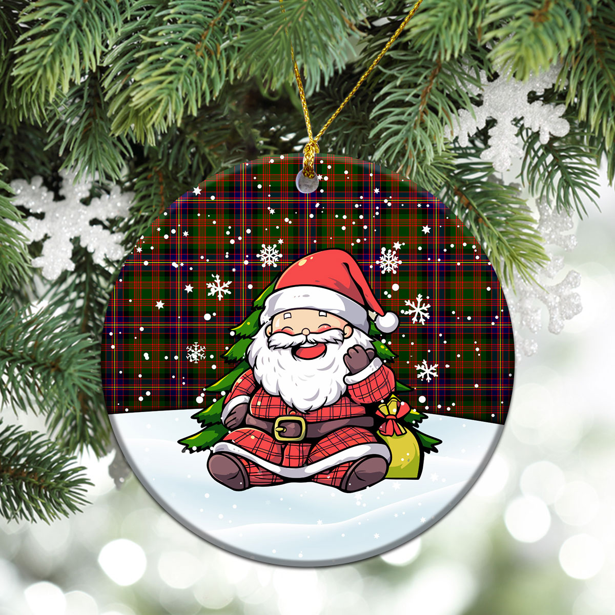 Cochrane Modern Tartan Christmas Ceramic Ornament - Scottish Santa Style