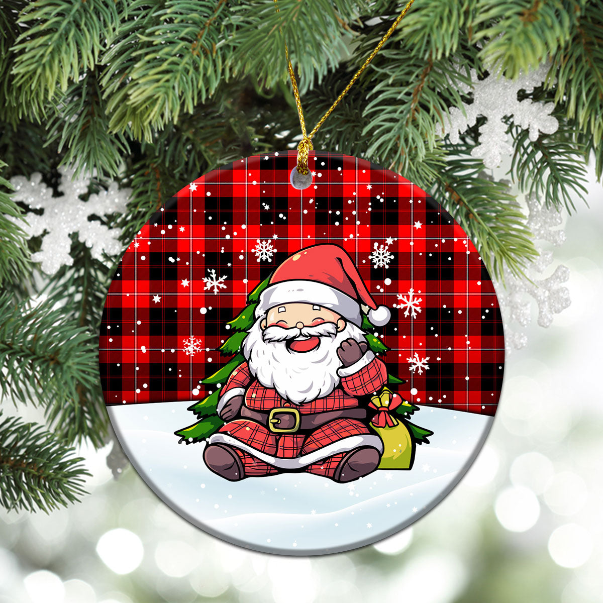 Cunningham Modern Tartan Christmas Ceramic Ornament - Scottish Santa Style