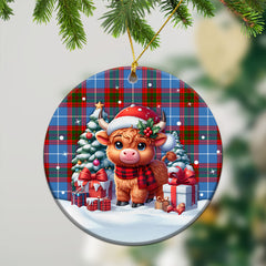 Dalmahoy Tartan Christmas Ceramic Ornament - Highland Cow Winter Style