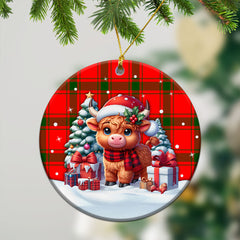 Darroch (Gourock) Tartan Christmas Ceramic Ornament - Highland Cow Winter Style